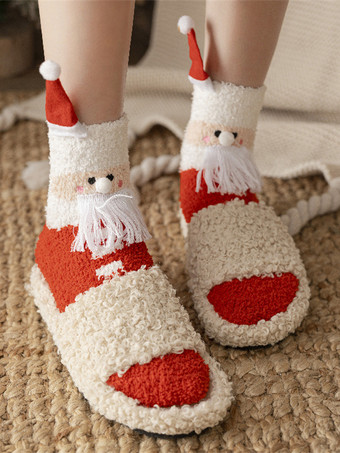 ソックス レッドカラーブロック