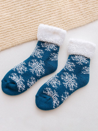 ブルー ソックス ディープブラウン カラーブロック