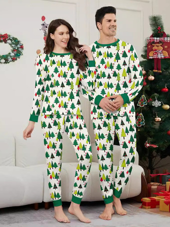 Christmas Matching Family Pajamas Toddler's Kid's Polyester Christmas Pattern Pants Top