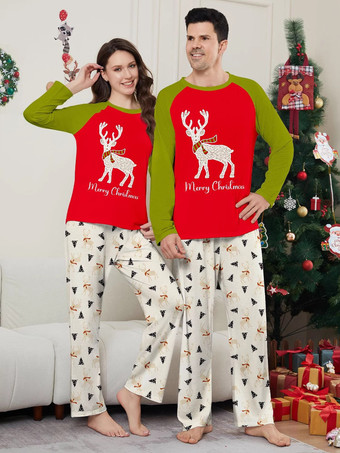 家族で揃うクリスマスパジャマ 大人用 子供用 ポリエステル クリスマス柄 トップパンツ