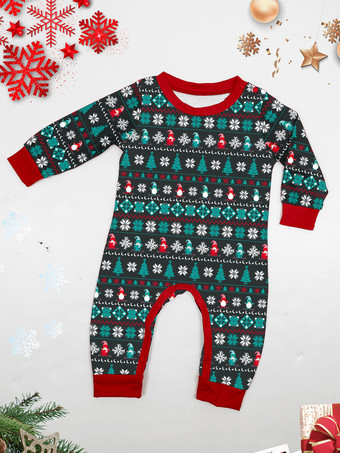 クリスマスお揃いファミリーパジャマ 子供用 大人用 ポリエステル クリスマス柄 トップパンツ