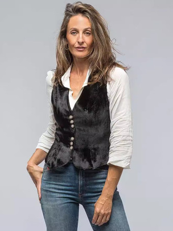 ブラック バーガンディ キャミトップ Vネック ボタン シック ポリエステル レディース キャミソール