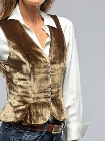 バーガンディ キャミトップ Vネック ボタン シック ポリエステル レディース キャミソール