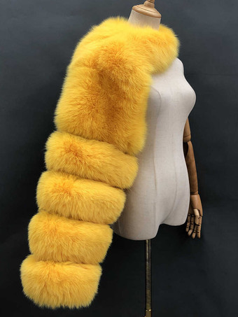 ゴールドフェイクファーコート ブラック ウエストラインなし アシンメトリー レディースコート