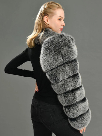 フェイクファーコート ブラック ウエストラインなし アシンメトリー レディースコート