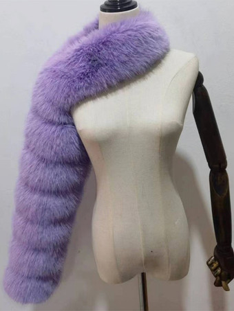 ライラックフェイクファーコート ブラック ウエストラインなし アシンメトリー レディースコート