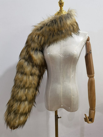 ブラウン フェイクファーコート ブラック ウエストラインなし アシンメトリー レディースコート