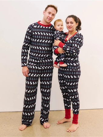 Passender Weihnachtspyjama für die Familie für Erwachsene und Kleinkinder aus Polyester mit Weihnachtsmuster Hose Oberteil