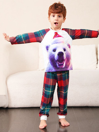 クリスマスお揃いファミリーパジャマ 幼児用 キッズ用 ポリエステル クリスマス柄パンツ トップ