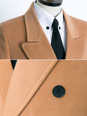 メンズ冬用ウールコートミドル丈ダブルブレストスーツ