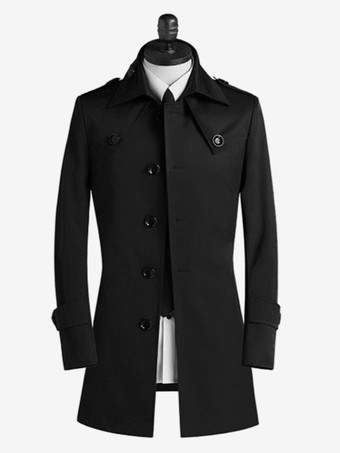 ブラック メンズスーツコート ミドル丈 シンプルビジネスコート 英国スタイル フォーマルコート