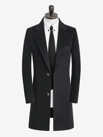ブラック メンズスーツコート ミドル丈ビジネスコート 英国スタイルフォーマルウールスーツ