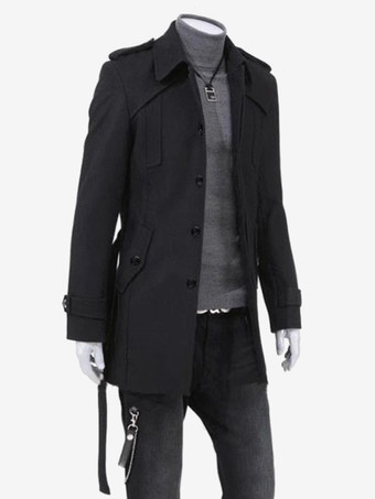 メンズ ウールコート 長袖 ベルトコート