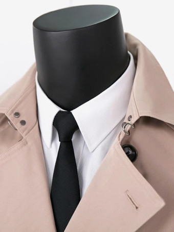 メンズダブルブレストコート ミドル丈スリムコート ブリティッシュスタイル ウィンドブレーカー