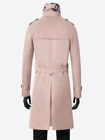 メンズダブルブレストコート ミドル丈スリムコート ブリティッシュスタイル ウィンドブレーカー