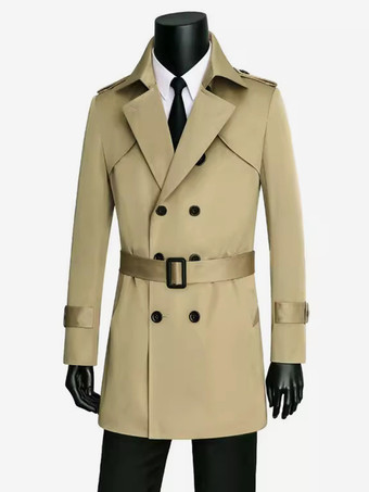 アプリコットメンズ ダブルブレストコート スリムフィットコート ブリティッシュ ウィンドブレーカー