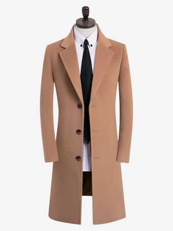 ラクダ色 メンズスーツコート ターンダウンカラー カジュアル エレガント シングルブレストコート