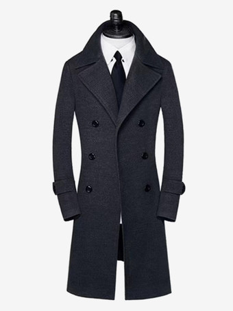 グレイメンズスーツコート ダブルブレスト ターンダウンカラー シック ブラック モダン