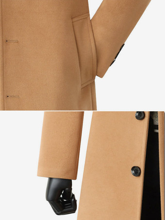 Men's Wool Coat Long-Sleeved Knee-Length Business Double-Sided Warm Single-Breasted Overcoat