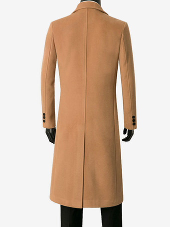 Men's Wool Coat Long-Sleeved Knee-Length Business Double-Sided Warm Single-Breasted Overcoat