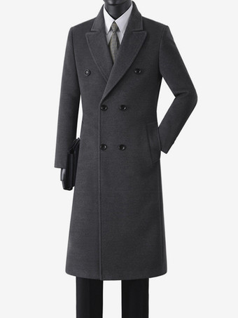 グレイメンズ ウールコート ミドル丈 ダブルブレスト ロングライン ピーコート