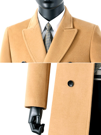 メンズ ロングスーツコート ターンダウンカラー スリムフィット 長袖 シングルブレスト オーバーコート