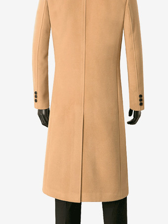 メンズ ロングスーツコート ターンダウンカラー スリムフィット 長袖 シングルブレスト オーバーコート