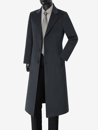 グレイメンズ ロングスーツコート ターンダウンカラー スリムフィット 長袖 シングルブレスト オーバーコート