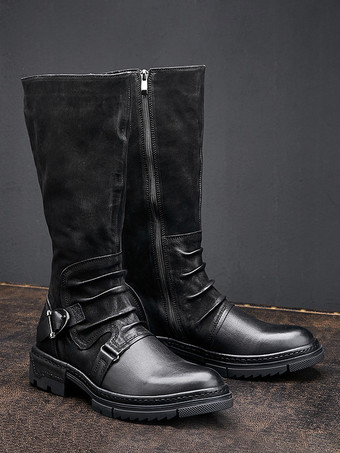 メンズニーハイブーツ 牛革 クラシックコーヒーブラウン ナイトブーツ