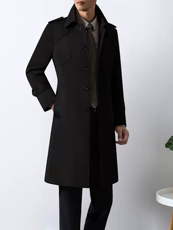 ブラック メンズスーツコート ターンダウンカラー シックポケット コーヒーブラウンコート