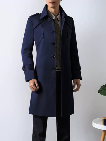 ディープブルーメンズスーツコート ターンダウンカラー シックポケット コーヒーブラウンコート