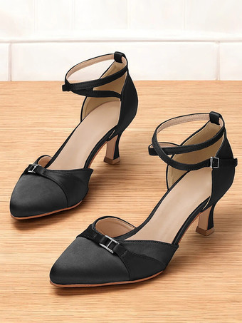 ブラック ハイヒール ブライズメイドシューズ ピンク ポインテッドトゥ クロス クロス パンプス