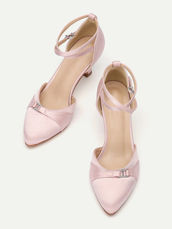 ハイヒール ブライズメイドシューズ ピンク ポインテッドトゥ クロス クロス パンプス