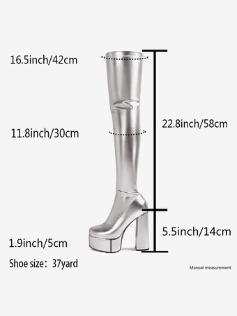オーバーニーブーツ メタリックプラットフォーム セクシーなハイヒール サイハイブーツ