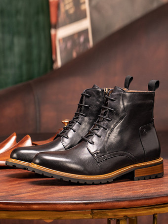 メンズ ワーク マーティンブーツ 牛革 クラシック ブラック アンクルブーツ