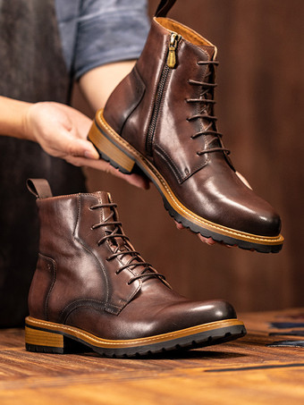 メンズ ワーク マーティンブーツ 牛革 クラシック ブラック アンクルブーツ