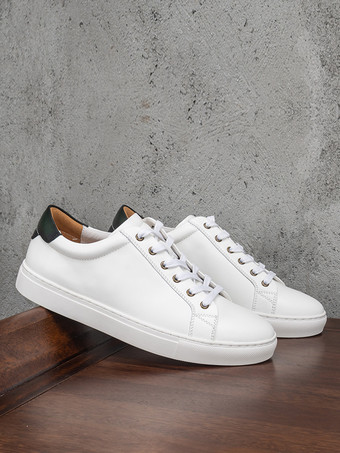 メンズスニーカー 快適な牛革 ラウンドトゥ レースアップシューズ