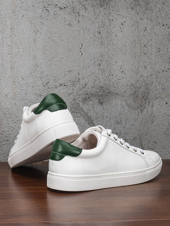 メンズスニーカー 快適な牛革 ラウンドトゥ レースアップシューズ