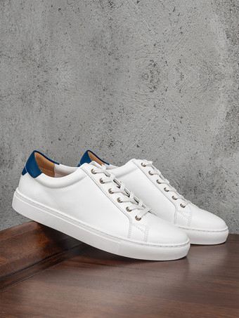 メンズスニーカー 快適な牛革 ラウンドトゥ レースアップシューズ