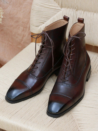 ブラウン メンズ マーティンブーツ ブラック 牛革 スクエアトゥ ショート アンクル ワークブーツ