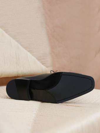 メンズ マーティンブーツ ブラック 牛革 スクエアトゥ ショート アンクル ワークブーツ