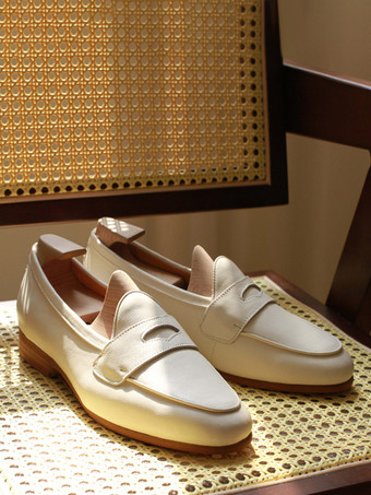メンズ 牛革 ペニーローファーシューズ プロム ウェディングシューズ