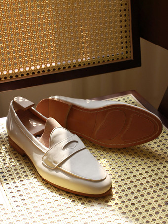 メンズ 牛革 ペニーローファーシューズ プロム ウェディングシューズ