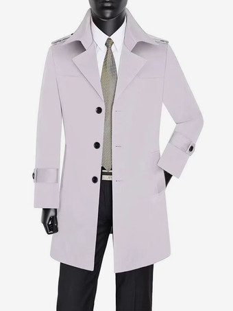 ライトグレー メンズ ウィンドブレーカー シンプル ミドル丈 ウィンドブレーカー ジャケット ビジネス ラペル トレンチコート