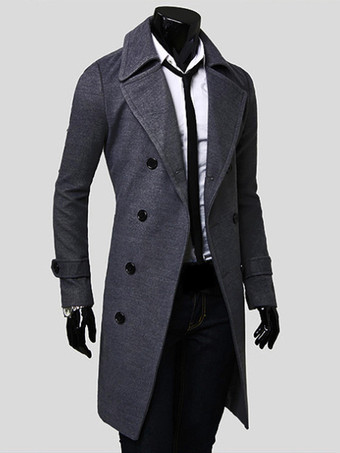 メンズスーツ ダブルブレスト ターンダウンカラー シック スリムフィット マキシコート