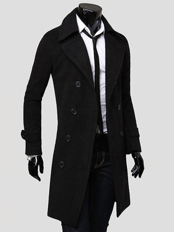 メンズスーツ ダブルブレスト ターンダウンカラー シック スリムフィット マキシコート