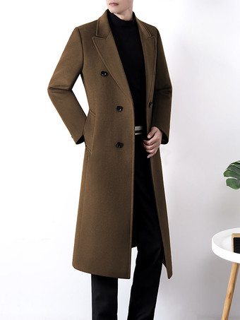 ブラウン メンズスーツコート ダブルブレスト ターンダウンカラー カジュアル ブラックコート