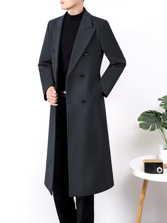 グレイメンズスーツコート ダブルブレスト ターンダウンカラー カジュアル ブラックコート
