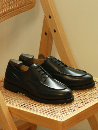 男性用ドレスシューズ 素敵なラウンドトゥ 牛革ダービー プロム ウェディングシューズ