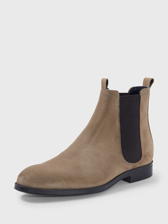ライトブラウンメンズブーツ チェルシーブーツ ライトブラウン マイクロスエードアッパー スクエアトゥ